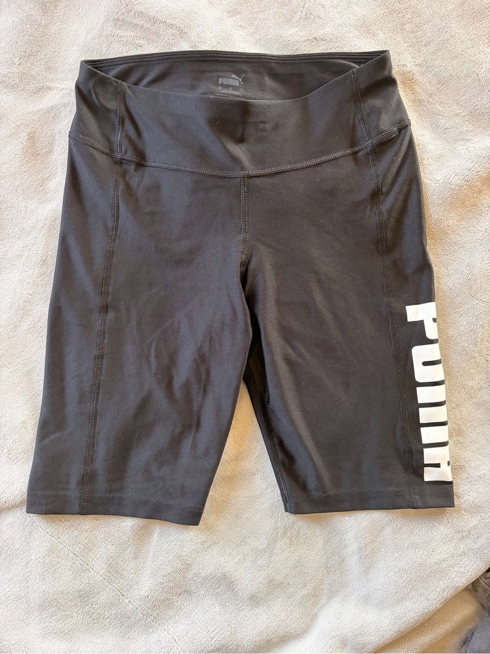 Puma Black Women's Bike Shorts with White Side Logo